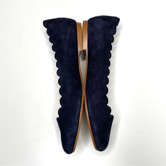 DKNY Navy Suede Scalloped Edge Ballet Flat Size 8.5 - Picture 6 of 12